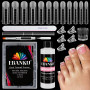 EBANKU 120PCS Poppit Ongle Kit pour Orteils 75ml Slip Solution, Longue Carré Capsules Popits Ongle Pédicure d'extension Kit Matt