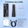 AUIEI Jet Dentaire Hydropulseur Portable Water Flosser, Irrigateur Oral 5 Modes et 8 Buses,Réservoir 300ML, USB Chargé, Étanche 