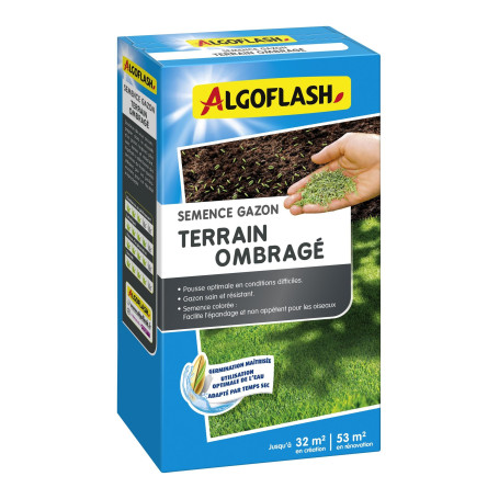 Algoflash Semence Gazon Terrain Ombragé - 800 g, Verte