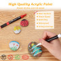 VynyQoo Lot de 26 stylos de peinture acrylique à double pointe pour peinture sur roche avec pointe extra fine de 0,5 cm, stylos 