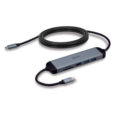 Lindy 43326 station d'accueil Avec fil USB 3.2 Gen 1 (3.1 Gen 1) Type-C Noir, Gris
