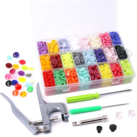 Swpeet de haute qualité 384 pcs 24 couleurs Plastique T5 Boutons à pression avec l'aide de boutons-pression de pinces, plastique
