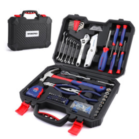 WORKPRO Kit d'Outils pour la Maison 160 Pièces, Mallette à Outils Portable avec Boîte de Rangement, Tournevis, Pinces, Clés, Mar