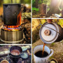 Bestargot Cafetiere Camping en Titane 750ml,Cafetière à Piston,Ultralight Tasse à Titane,Popote Bivouac Multifonctions,Titane Pu