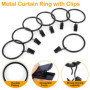 OOTSR Draperie Rideau Clips avec des Anneaux (Φ50mm, Set de 16) - Antirouille Mat Acier Inoxydable Tringle à Rideau Anneaux Clip