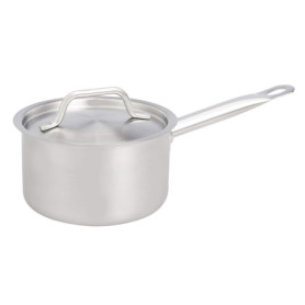 Amazon Basics Casserole avec couvercle Acier inoxydable avec revêtement aluminium 1.9 l, Argenté(Anciennement marque AmazonComme