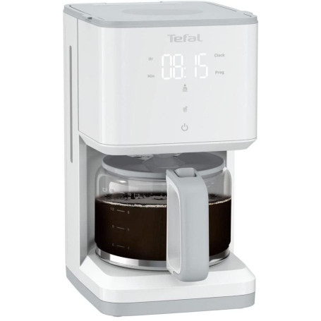 TEFAL Cafetière filtre SENSE Programmable, blanche, écran numérique, 10-15 tasses, 1,25L, Auto-off 30 minutes CM693110