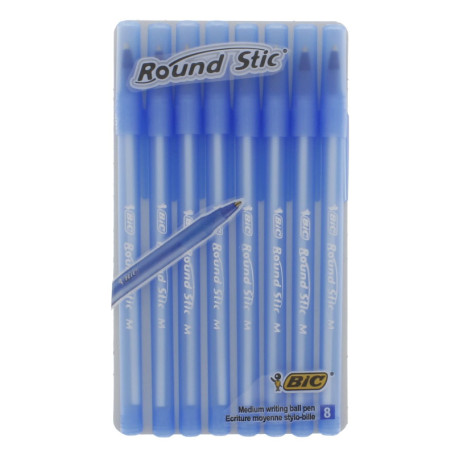 Ballpoint pens - medium blue 1 mm - Round Stic - 8 pieces