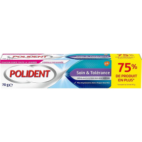 POLIDENT – Crème Fixative Prothèses Dentaires Partielles ou Complètes - Soin & Tolérance, Hypoallergénique, Goût Neutre - 70 g