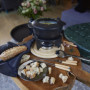 Baumalu 385051 Service à Fondue Fonte Noir avec Plateau en Bois, Métal