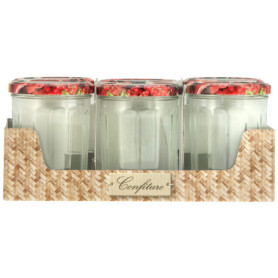 BSCA 519553 Set de 6 Confituriers/Couvercle Décore Verre 385 ml