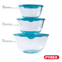 Pyrex - Lot de 3 bols en verre résistants avec couvercle - 0,5L - 1L - 2L - Couvercles hermétiques - Made in France