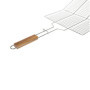 RUECAB - Grille de Barbecue Double Quadrillé Inox Poignée Bois Argent , 22 x 34 cm