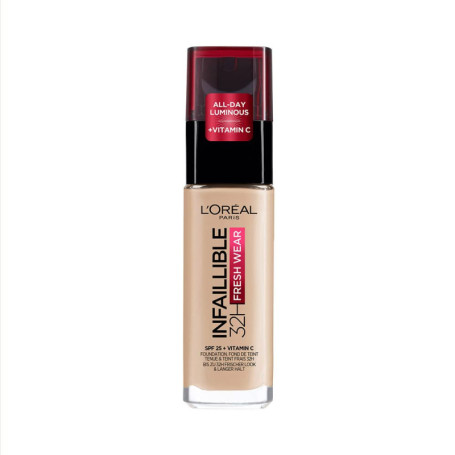 L’Oréal Paris - Fond de Teint Fluide Infaillible 32h Fresh Wear - Tous Types de Peau - Teinte : Beige Peau (130) - 30 ml