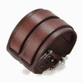 ZENSE - Bracelet de force marron en cuir pour homme avec double lanière ZB0345
