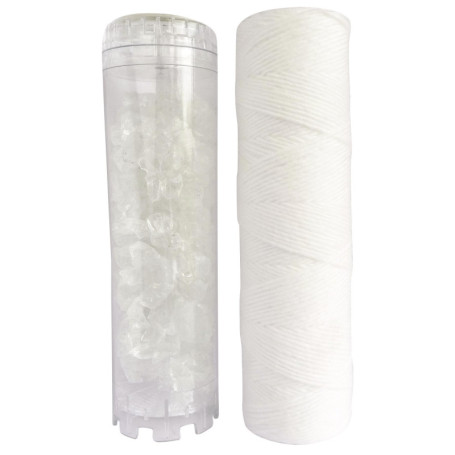 AQUAWATER - 105008 - Kit standard - 1 filtrante bobinée 20 microns et 1 anticalcaire pour filtrer les impuretés contenues dans l