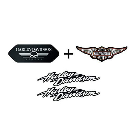 Stickers rétro réfléchissant pour Casque de Moto Harley Davidson Pack Complet Ailes Black (4 Stickers)
