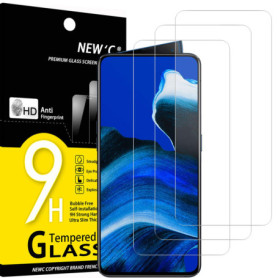 NEW'C Lot de 3, Verre Trempé pour Oppo Reno 2, Reno 2Z, Film Protection écran efficace contre les Rayures - sans Bulles - Ultra 