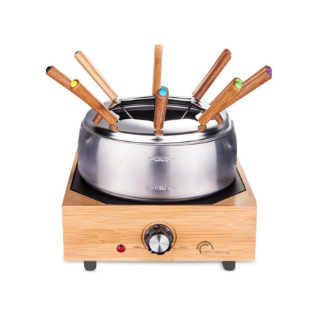 LITTLE BALANCE 8320 Wood Fondue 8 Inox - Appareil à fondue 8 personnes - Caquelon Inox anti-adhésif grande contenance 2 litres -