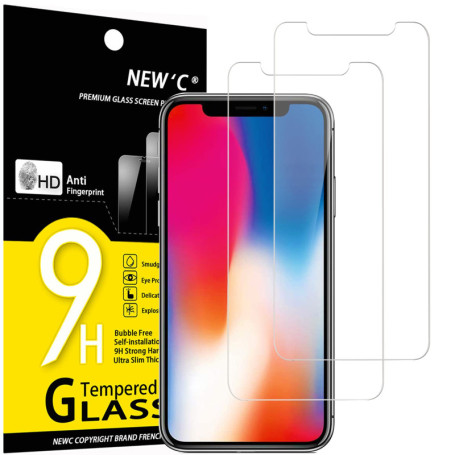 NEW'C Lot de 2, Verre Trempé pour iPhone 11 Pro et iPhone X et iPhone XS (5,8 Pouces), Film Protection écran sans Bulles d'air U