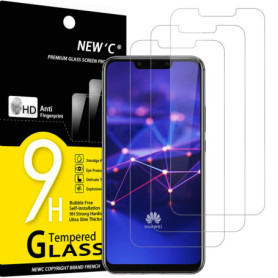 NEW'C Lot de 3, Verre Trempé pour Huawei Mate 20 Lite, Honor Play, Film Protection écran sans Bulles d'air Ultra Résistant (0,33