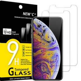 NEW'C Lot de 2, Verre Trempé pour iPhone 11 Pro Max et iPhone XS Max (6,5 Pouces), Film Protection écran sans Bulles d'air Ultra