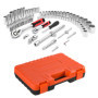 ISE 1/2" + 1/4" Cle a Douille a Cliquet Coffret de Douilles 58 PCS, & Coffret de Vissage Embouts, Joint Universel, Rallonges, Cl