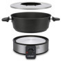 Cloer 6679 Fondues électriques jusqu'à 8 Personnes, Pot en Aluminium revêtu, Protection Anti-éclaboussures Amovible, 8 fourchett