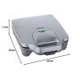 Cloer 6269 Appareil à croque-monsieur XXL pour 4 sandwichs divisés en diagonale, American Toast, Remplissage XXL, Information op