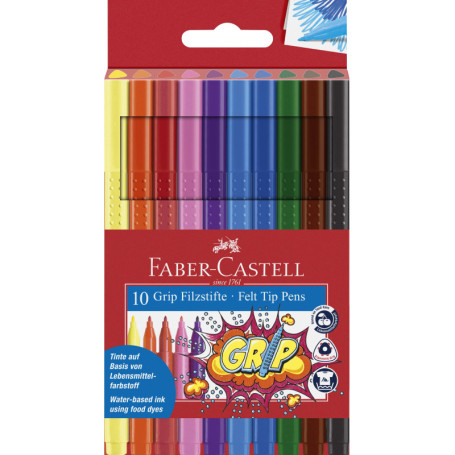 Faber-Castell 516021 Lot de 10 Feutres Grip Colour