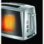 Russell Hobbs Grille Pain [Pour 2 Tranches] Luna Gris Inox (2 Fentes extra larges, 6 Niveaux de Brunissage rapide, Surélévation 