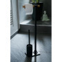 WENKO Serviteur WC 2en1 Forli, Brosse WC et dérouleur papier toilette sur pied, Acier noir et support papier toilette en bambou,