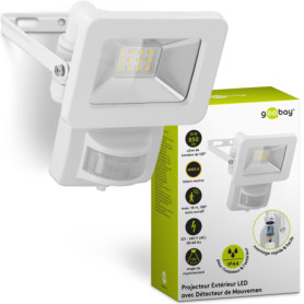 goobay 53878 Projecteur LED avec détecteur de mouvement – Projecteur LED de 10 W – Lumière blanc neutre 4000 K – 850 lm – Angle 