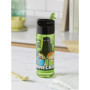 p:os 33171 - Gourde pour enfants, environ 540 ml, design transparent avec motif Minecraft et paille intégrée à rabat, en plastiq