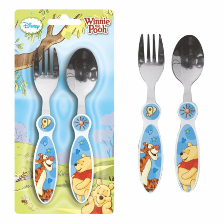 POS P : OS 68919 Disney Winnie l'Ourson Set de couverts, acier inoxydable, 2 pièces, fourchette et cuillère