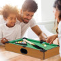 Relaxdays Mini table de billard mini billard jouet aspect bois 2 queues, boules, triangle craie, lxP: 51 x 31 cm, vert