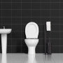 Relaxdays Ensemble avec Brosse WC et dérouleur Papier, Vertical, Set, Accessoire Salle de Bain, 72,5 x 20 x 20 cm, Noir