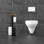 relaxdays Brosse WC et dérouleur Papier, Design Moderne, avec Support pour Portable, HLP 73 x 25 x 20 cm, Noir, Acier, 1 élément