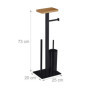 relaxdays Brosse WC et dérouleur Papier, Design Moderne, avec Support pour Portable, HLP 73 x 25 x 20 cm, Noir, Acier, 1 élément