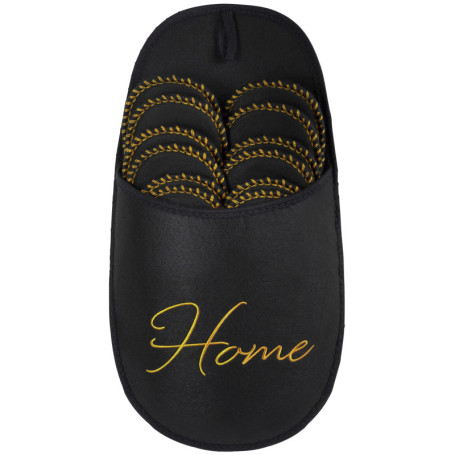 ONVAYA® ABS Pantoufles d'invités | Home noir et or | Set de 6 | Semelle antidérapante | Chaussons | Pantoufles en feutre | Taill