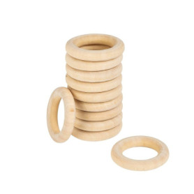 Lot de 10 anneaux en bois de qualité supérieure, diamètre : 3 cm, épaisseur : 7 mm, couleur naturelle
