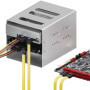 deleyCON 2x 0,5m Câbles S-ATA 3 + Adaptateur Secteur 4-Pin à 2x SATA - Câble de Données HDD SSD Avec Clip - 1x Prise Droite à Un