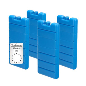 VonBueren Pain de Glace pour Sac Isotherme | Lot de 4 | jusqu'à 12 Heures de Temps de Refroidissement | 7.5 x 16.5 x 2 cm | Plas