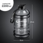 IronMaxx Water Gallon - Grau 2200ml | BPA et DEHP gratuits | Bouteille étanche avec échelle de mesure | Plusieurs couleurs dispo