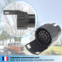 valonic Adaptateur de remorque de 7 Broches vers 13 Broches - Noir - pour Voiture, remorque, Camion, Caravane, attelage
