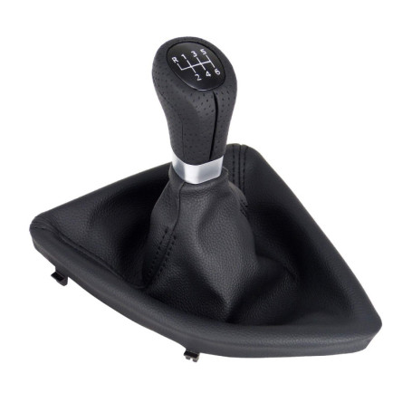 L&P A277-1 Pommeau de levier de vitesse en cuir perforé Noir 6 vitesses Compatible avec BMW Série 1 E81 E82 E87 E88 Bouton de re