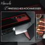 Marindo® Couteau de chef chinois acier inoxydable | longueur de lame 18cm | hachette de cuisine avec triple manche en bois rivet
