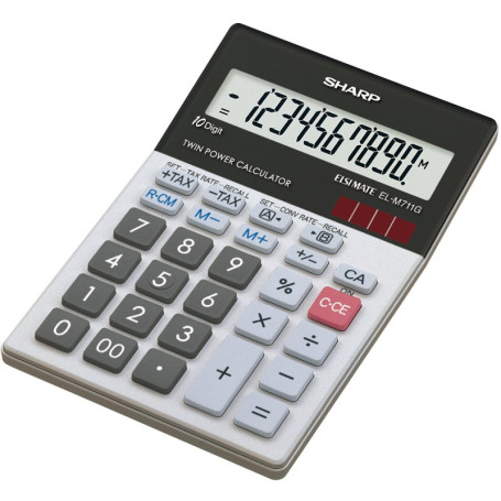 Sharp Calculatrice EL m711g, Pile/Solaire, 100 x 151.5 x 33 mm, Noir/Blanc ELM711GGY