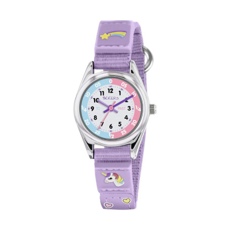 Tikkers Filles Analogique Quartz Montre avec Bracelet en Tissu TK0148