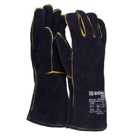 DONAU SAFETY Gant de Soudeur en Croûte de Cuir de Vachette pour Soudage MIG - Taille 10 XL, 1 Paire - Gants de Travail de Haute 